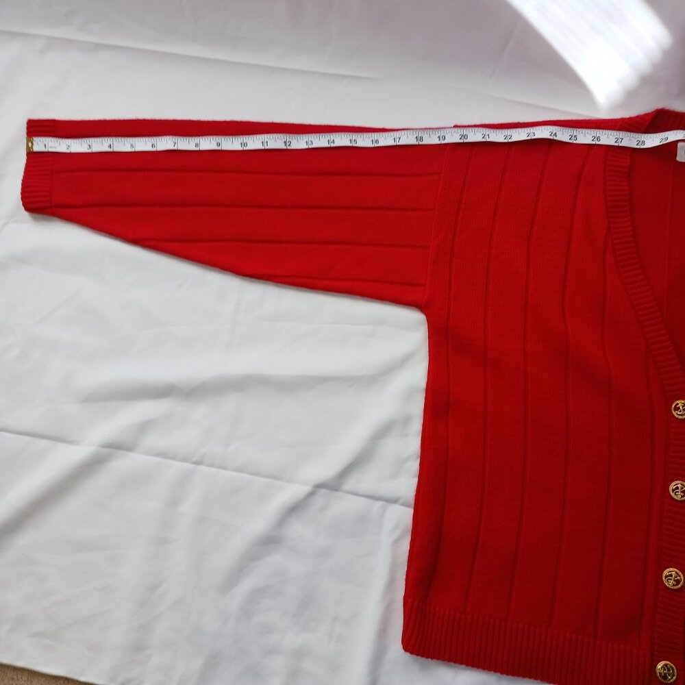 Norton McNaughton, Vintage Red Cardigan W/ Crest, SZ Med. Collegiate, Academia - Picture 11 of 14